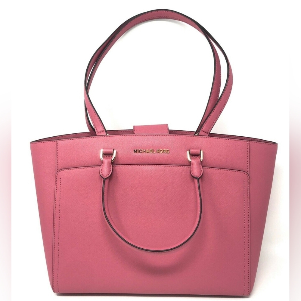 Michael Kors Emmy Large Double Handle Tote Handbag Tulip Saffiano Leather - Picture 1 of 6